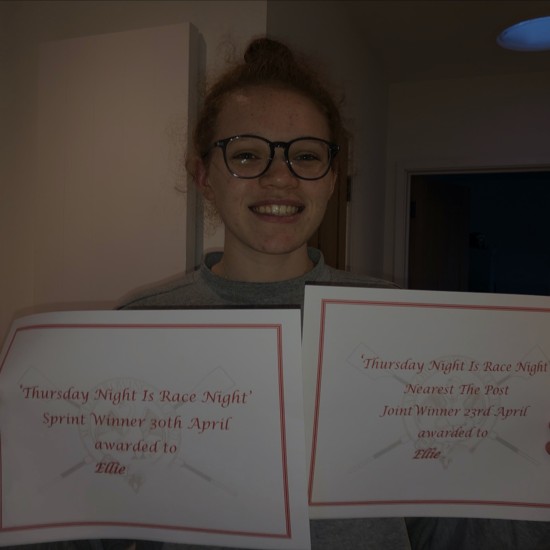 marlow_rowing's tweet image. 'Thursday Night Is Race Night' double winner, Ellie, with her beautifully handcrafted winner's pdfs! #yeahmarlow #StayInWorkOut #stravaboatclub