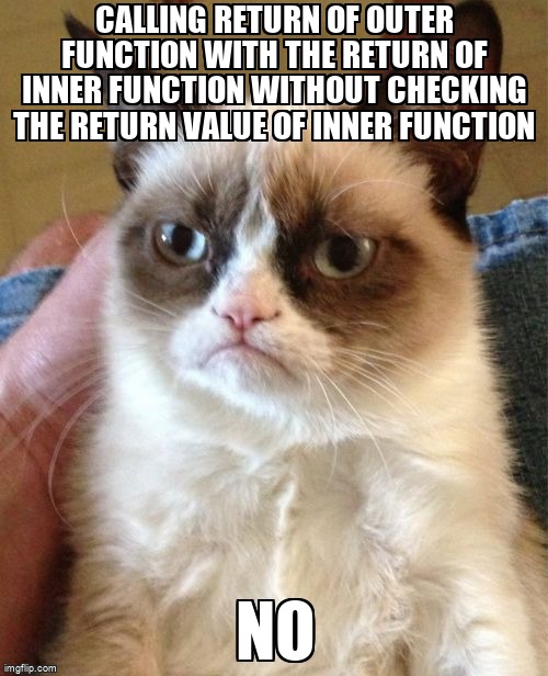 overflow_meme's tweet image. Calling return of outer function with the return of inner function without checking the return value of inner function stackoverflow.com/questions/6153… #function #python #pythondecorators #return #python3x