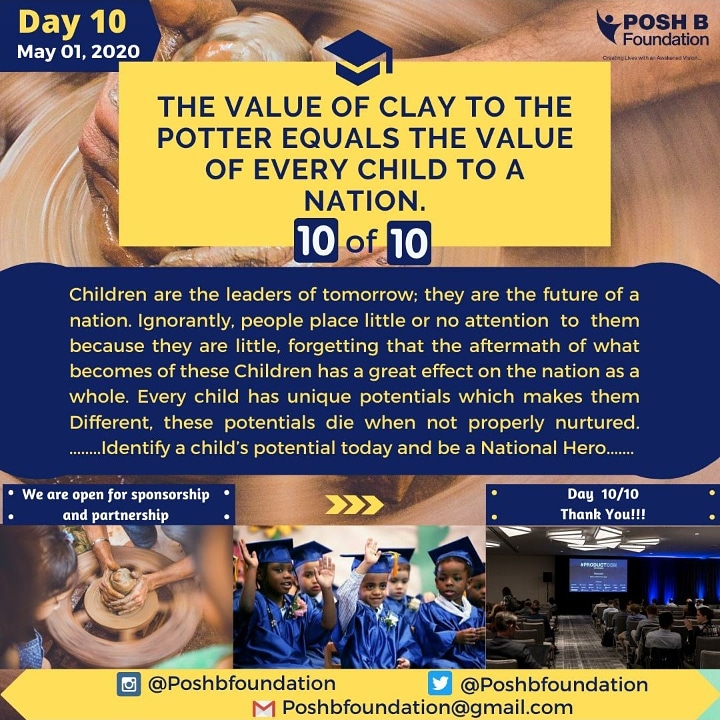 uckanabe's tweet photo. *Day 10*  *#Helpachildinneed #Helpachildgrow #QualityEducation #Educateachild #Children  #UNSDGgoal4 #Poshbfoundation*   @Poshbfoundation    *Education is a foundation for the future!* https://t.co/GliXwV5eVD