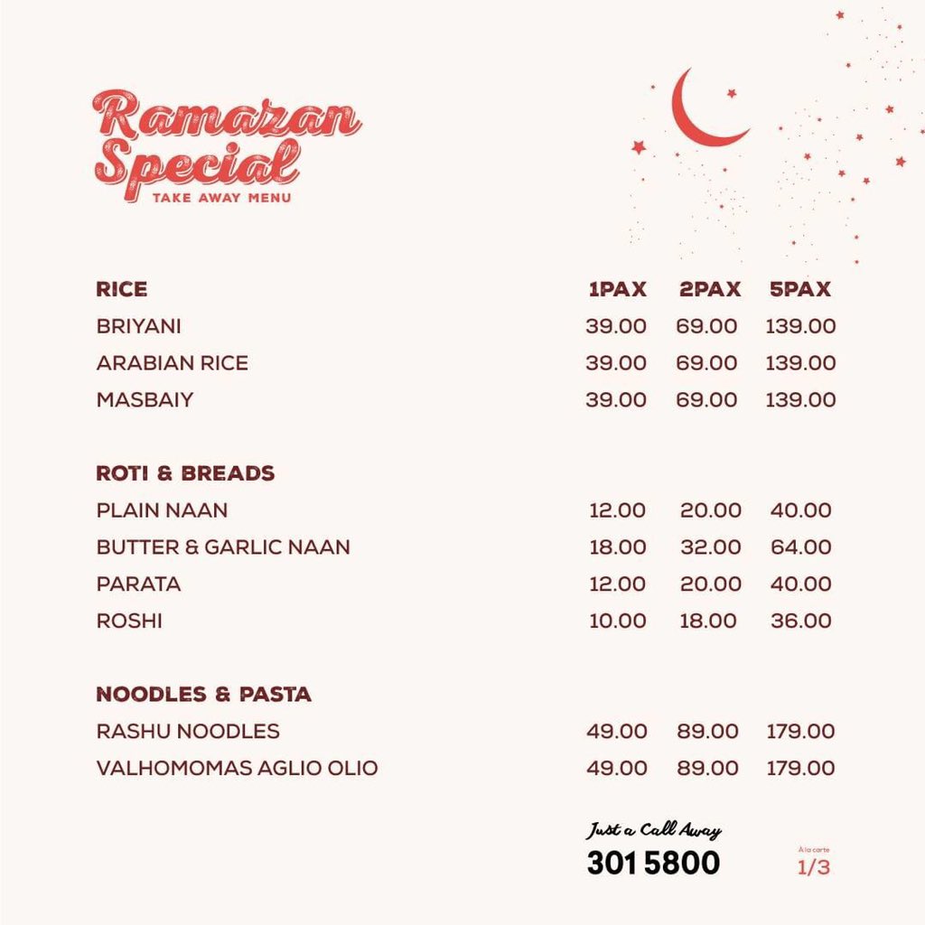 nouvellemv's tweet photo. Ramazan Mubarak! Enjoy our special offers for this ramazan. Call 3015800 to order for doorstep delivery and takeaway.

#stayhome  #staysafe #call2order #homedelivery https://t.co/9Mphw5JrFB