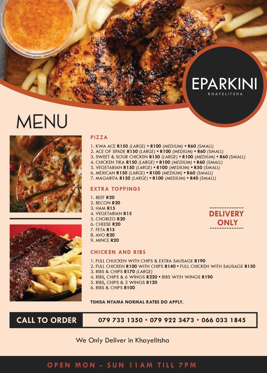 Kwa Ace On Twitter Full Menu And Pricing For Normal Tshisa Nyama Lamb And Pork Chops Wings And Sausage Normal Rates Apply For Any Large Pizza You Buy You Get A Second