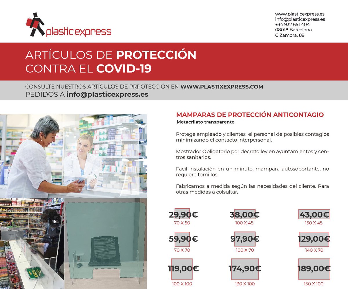 Plastic_Express's tweet image. Mamparas protectoras para hosteleria , comercios , oficinas , peluquerias , zonas de trabajo..
#mamparas #anticontagio #mamparaprotectora
#pantalla #proteccion
Para más información: info@plasticexpress.es