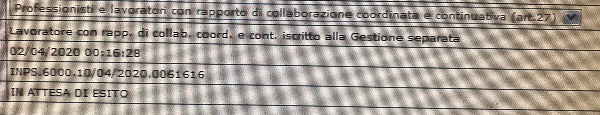 72bucci's tweet photo. @INPS_it @ayseninulker La mia domanda è in attesa di esito dal 2 aprile . Ho tutti i requisiti richiesti . Ci darete una risposta se le domande verranno respinte  o continueremo a leggere “ in attesa di esito “ ? https://t.co/x3jySWPJZN