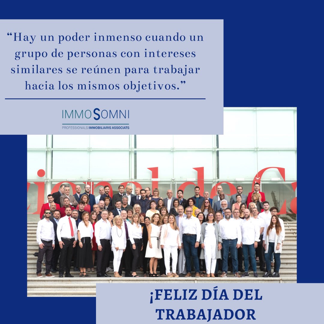 ¡Feliz día del trabajador! Desde #Immosomni, queríamos aprovechar la ocasión para agradecer a todas las personas que forman parte de este equipo. Compartir el trabajo codo a codo con ustedes, manteniendo siempre los valores y la ética es un placer! 😊