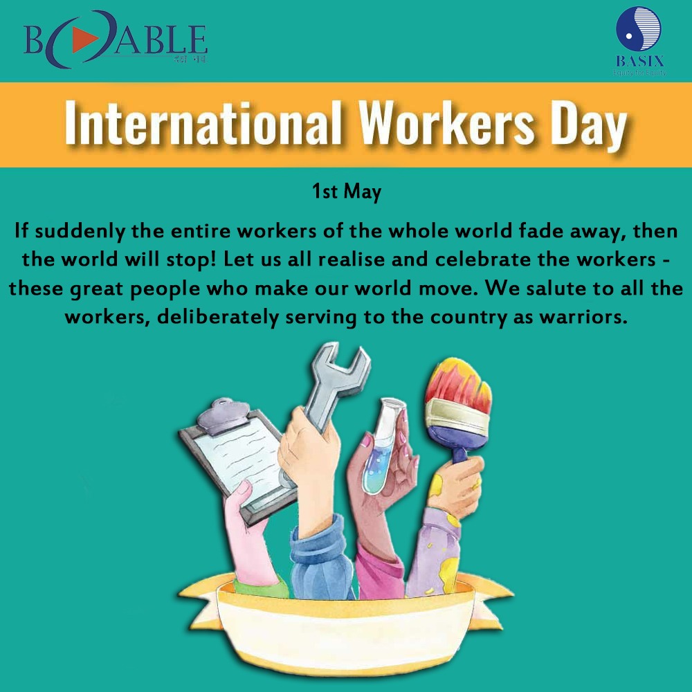 BABLEINDIA's tweet image. The workers make and enable this world to run. Let us all realise and celebrate their immense contribution to the society. Team B-ABLE salutes all workers.