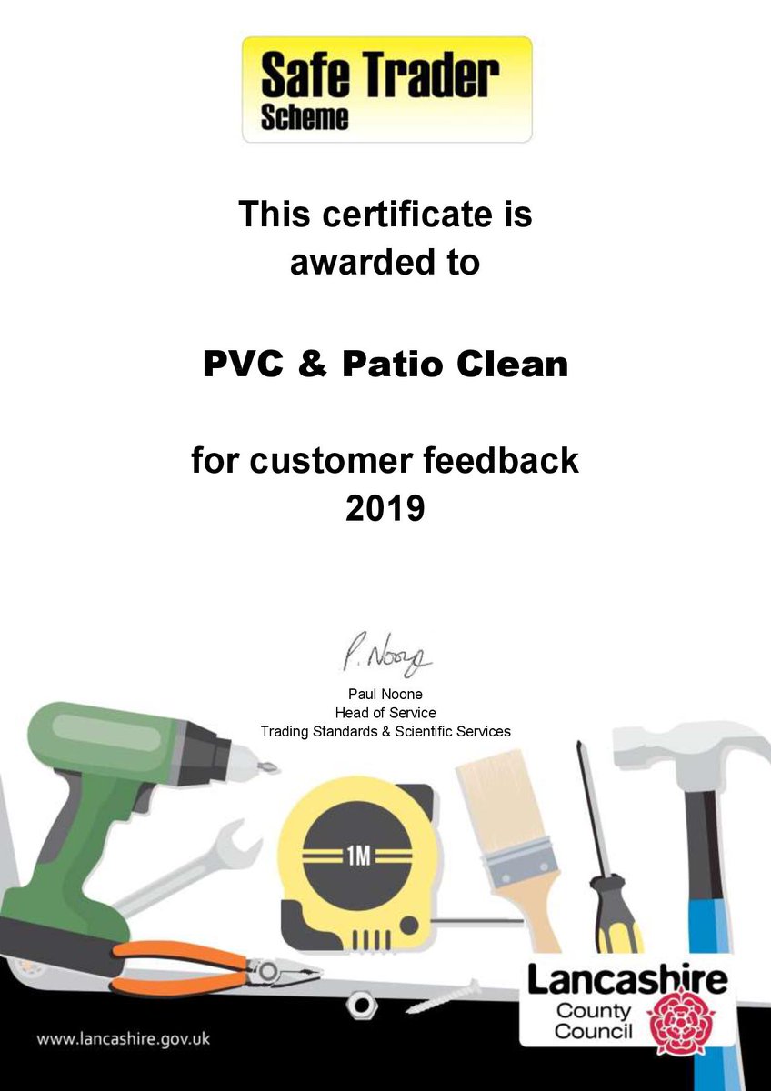 We've only gone &amp; done it again!! For the 7th (SEVENTH) year running, we've been awarded "SAFE-TRADER of the Year" for 2019 for Customer Feedback by <a href="/LancashireCC/">Lancashire County Council</a> 🙂👍 #SafeTrader #CustomerService #ProudPrestonian #Trustatrader #localbusiness