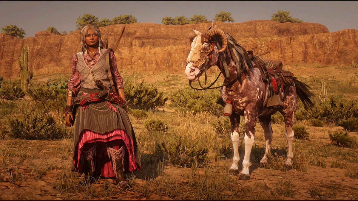 HiyayakkoWasabi's tweet photo. 馬と杉田ベッキー

#荒野連第一回ファッションコンテスト 
#RDR2Online https://t.co/dkFHzs75sm