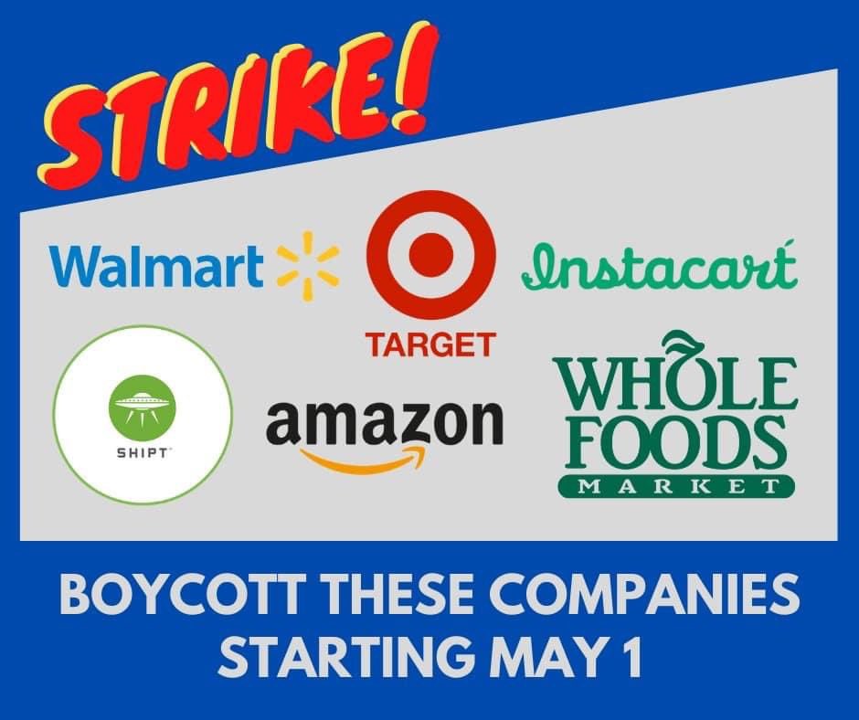 Ash_Kalra's tweet photo. Honor the May Day strike! Don’t cross a picket line, virtual or otherwise ✊🏽#EssentialWorkersDay #MayDay #GeneralStrike #AmazonStike #InstacartStike #WholeFoodsStrike #TargetStrike #ShiptStrike #FedExStrike #boycottAmazon #boycottInstacart #boycottWholeFoods #boycottTarget https://t.co/TozmWy4USt