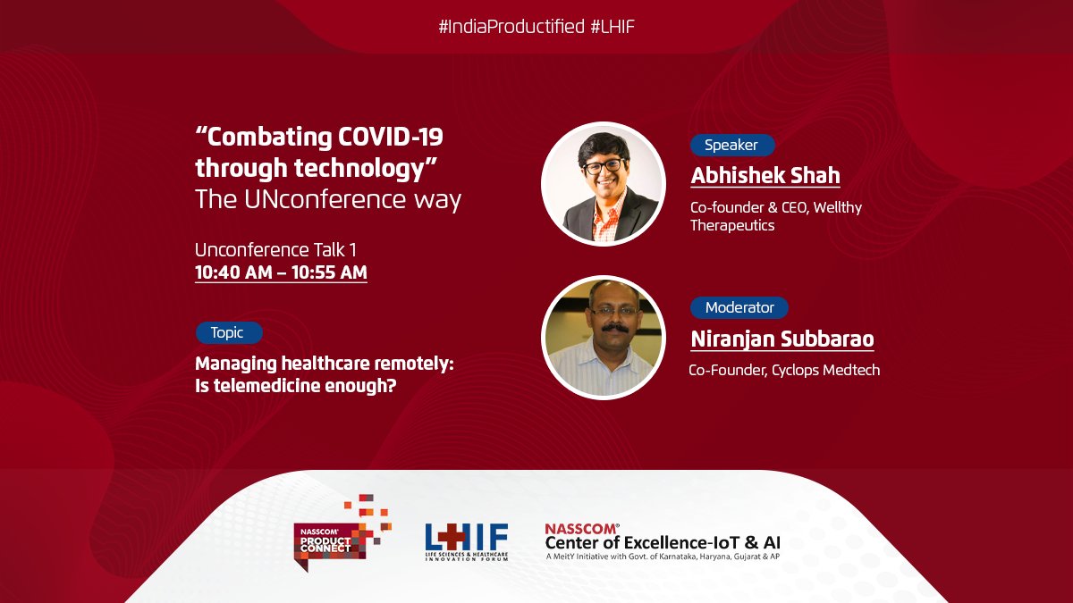 Can digital therapeutics become a saviour in times like these? <a href="/Abhishek/">Abhishek Bhatnagar</a> Shah , Co-founder &amp; CEO <a href="/Wellthy_Care/">Wellthy Therapeutics</a> deliberates on managing healthcare remotely through #HealthTech #IndiaProductified #LHIF #COVID19 #UNconference