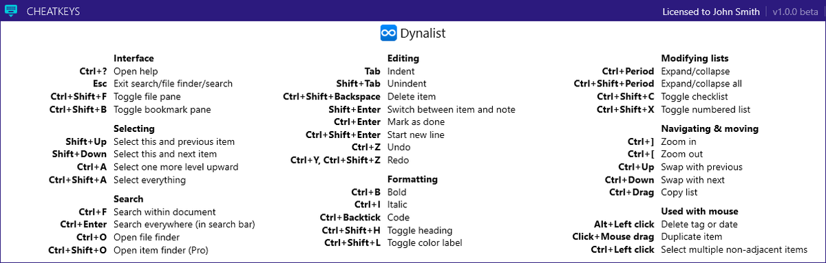 CheatKeysApp's tweet photo. Productivity tools are the name of the game today! Get the spiffy new #Dynalist cheatsheet here: https://t.co/w9dMFDwQmA @DynalistHQ https://t.co/uSFXYz1mmD