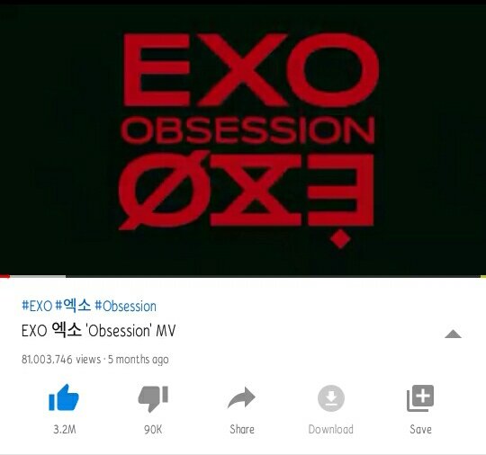 [🆕] EXO 엑소 'Obsession' MV reached 81M Views youtu.be/uxmP4b2a0uY via YouTube. 

Keep on streaming!
Let's go for 100M Views 💪
@weareoneEXO #EXO #OBSESSEDwithEXO