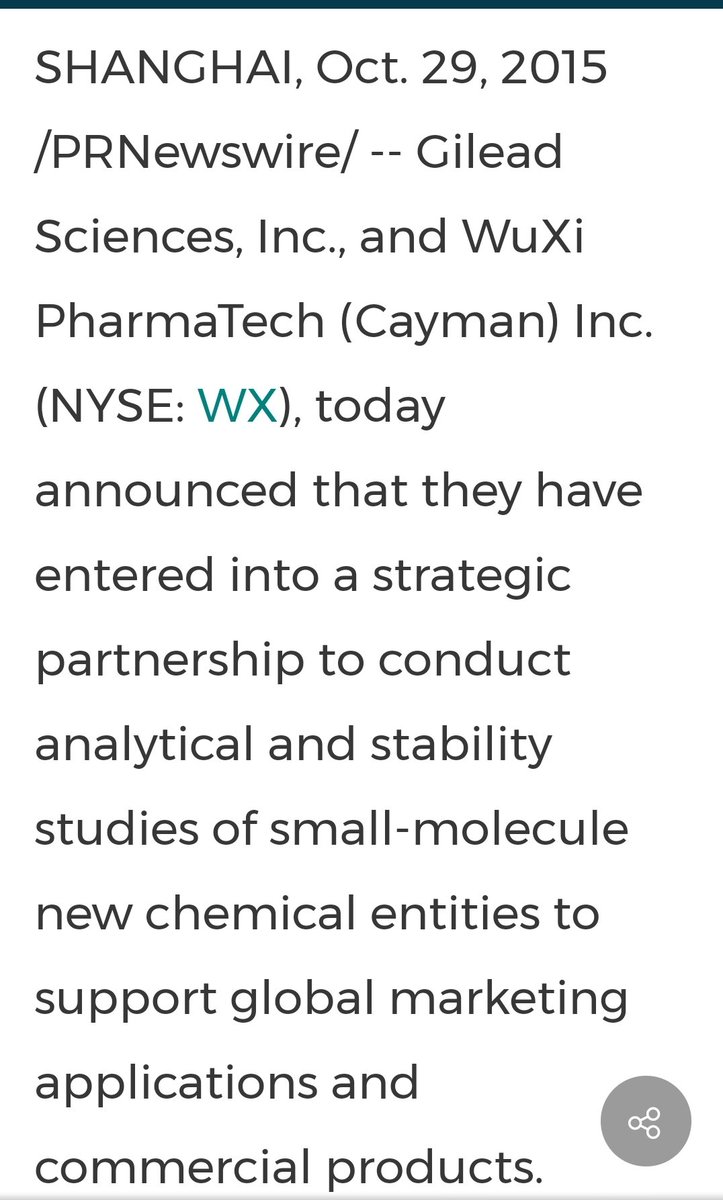 Soros proxy owns Gilead, but he owns Wuxi PharmaTech Inc.  #Corona