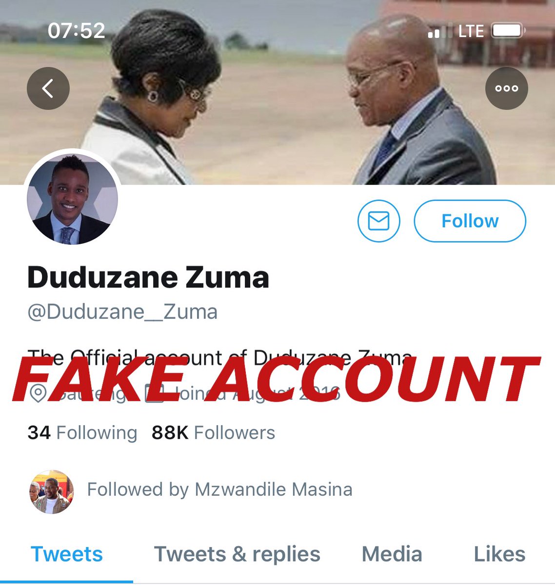 DZumaSambudla's tweet photo. My twin brother, Duduzani Zuma, DOES NOT have a Twitter account. SA will know when Duduzani Zuma decides to ‘walk’ onto these Twitter streets! https://t.co/934vv4Ulsm
