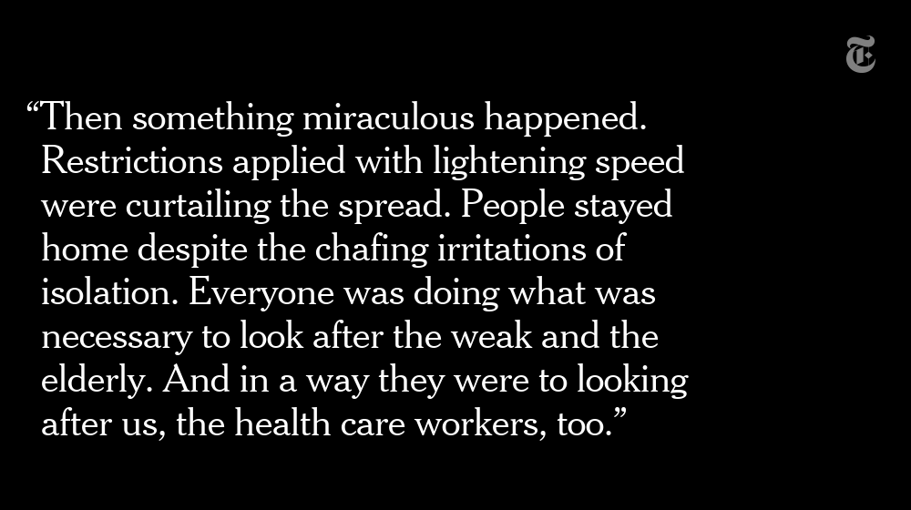 nytimes's tweet photo. An emergency room doctor in Melbourne describes the terror and relief of waiting for a tsunami of coronavirus patients that never arrived https://t.co/RSYk3OPfP1 https://t.co/wIWDP5Sb27