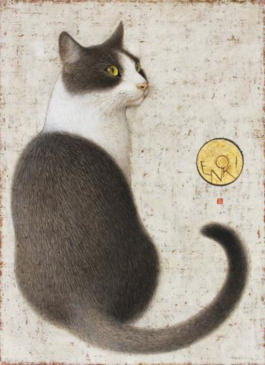 imagesivefound's tweet photo. Cat paintings by Toshiyuki Enoki, Japan, 2014 https://t.co/pB48LJnJ0G