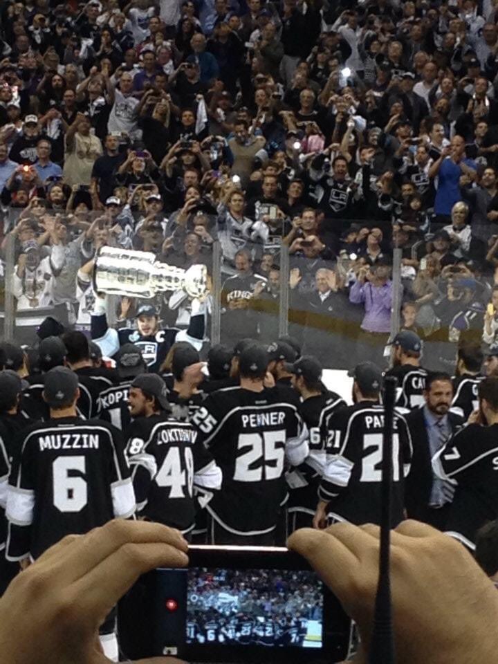 Divinaluz's tweet photo. @LAKings Over flowing with joy seeing my Boyz win our first Stanley Cup. Will never forget and blessed to be so close to it all. https://t.co/9mJvH13a1D