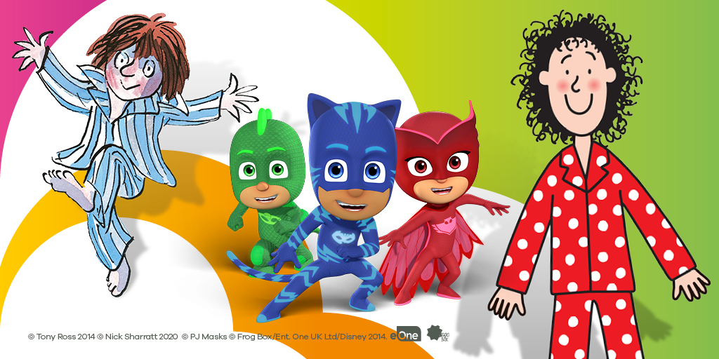 Booktrust's tweet photo. Woohoo! We have got SUCH a #FridayFeeling because #Pyjamarama is here! What could be more exciting than a day of fun in your PJs? Let us know if you'll be celebrating with us! Or maybe you're planning to build a reading fort - we'd love to see! #UnitedByBooks https://t.co/ShDjxgEutu