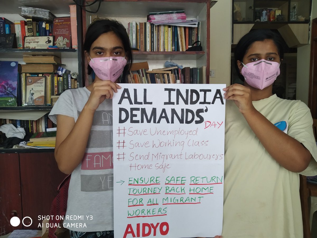 AIDYO_Karnataka's tweet photo. #SaveWorkingClass
#SaveUnemployed
#SendMigrantsHomeSafe
#AIDYO https://t.co/Sd9200IfvB