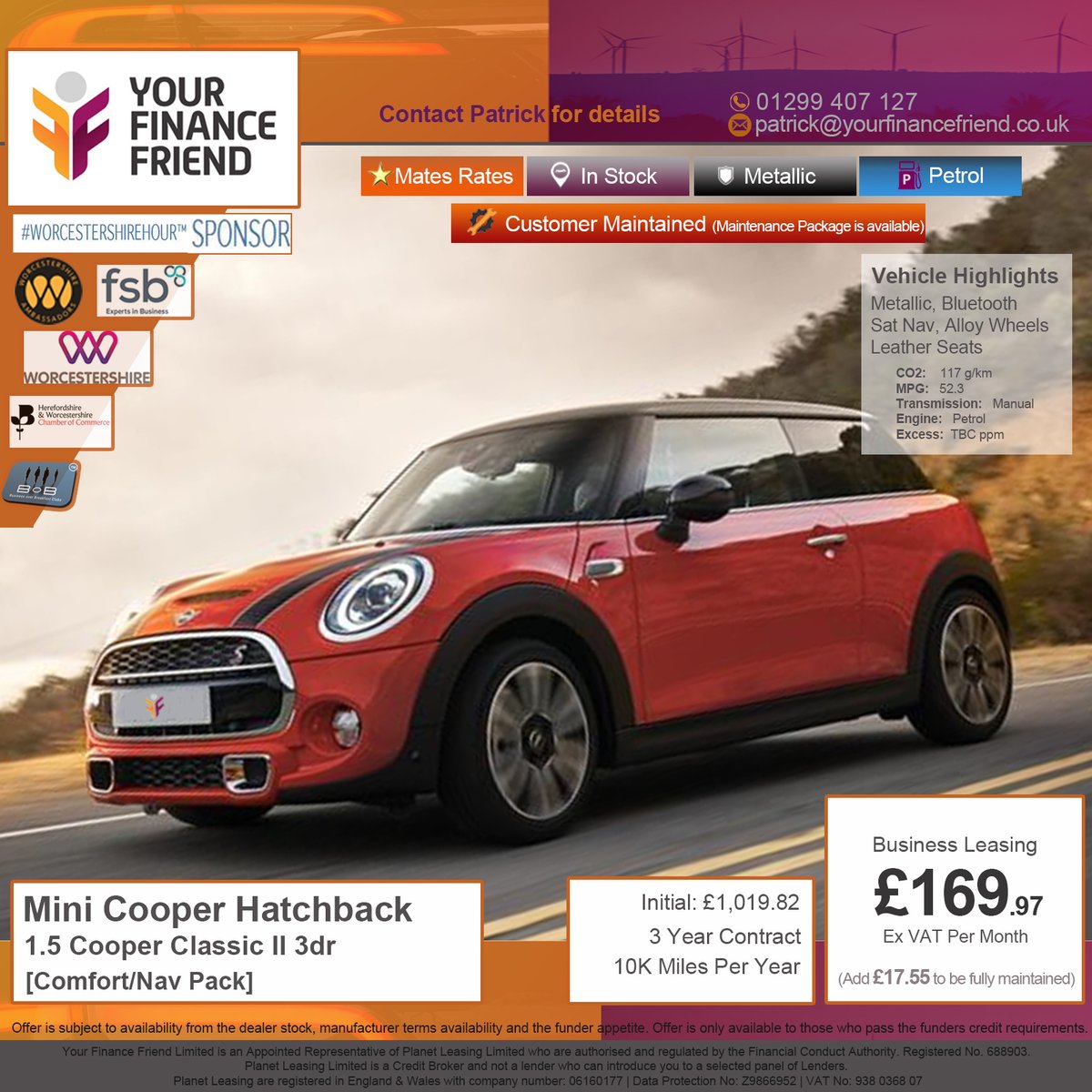 yrfinancefriend's tweet photo. Mini Hatchback 1.5 Cooper Classic II 3dr [Comfort/Nav Pack]
£169.97 month
Initial £1,019.82
3 yrs
BCH Lease
10K mpa
#Minicooper #motorukhour #centralukhour #yffcar #cars #car #carsofinstagram #leasinguk #contracthire #mini #cooper #worcestershirehour #malvernhillshour https://t.co/QqNAevc9vw