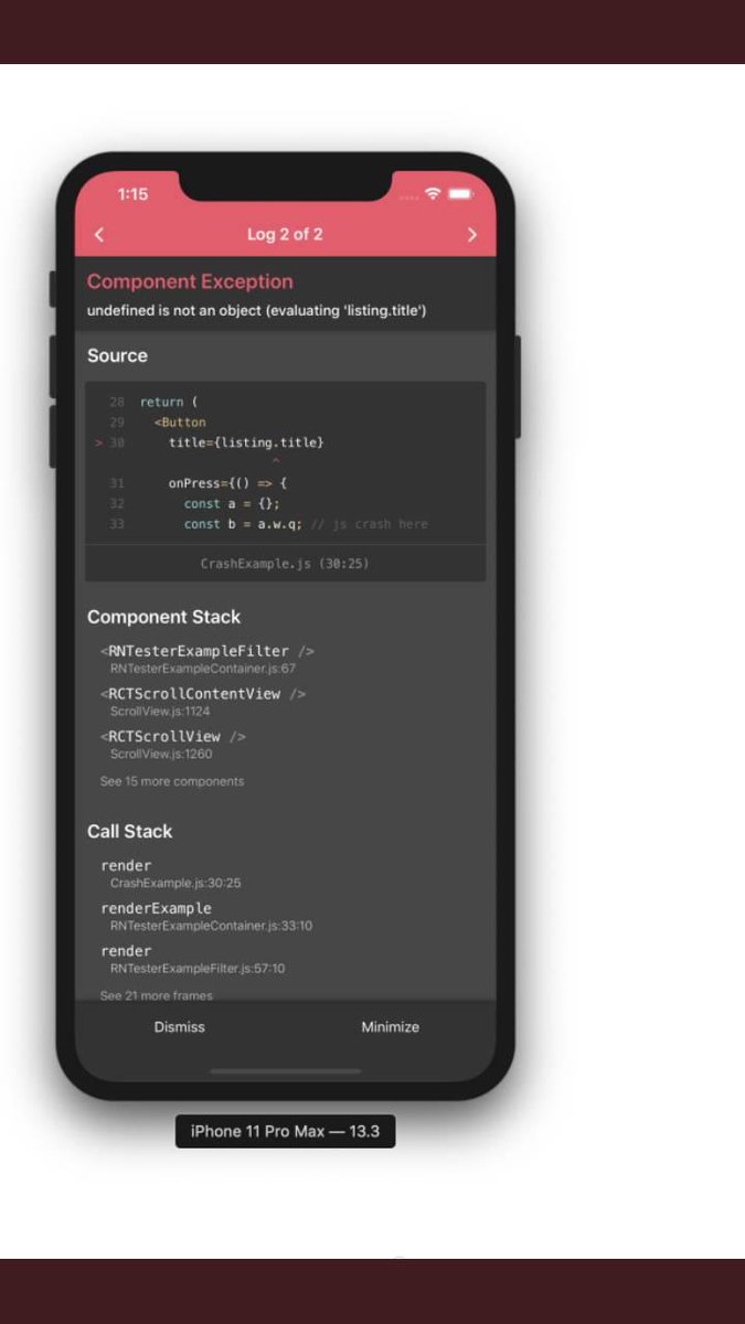 developerravi92's tweet image. New Debugging experience with React Native 0.63 .No more hell looking red screen @smartDataIncLtd