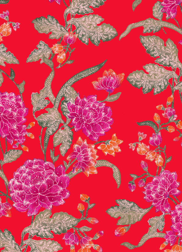 A beautiful and bold red dallia print designed to inspire and uplift. Made from 100% silk crepe de chine, and inspired by the flora of India, this print is bound to instill confidence. Shop the print online now. #floralprint #spreadhope