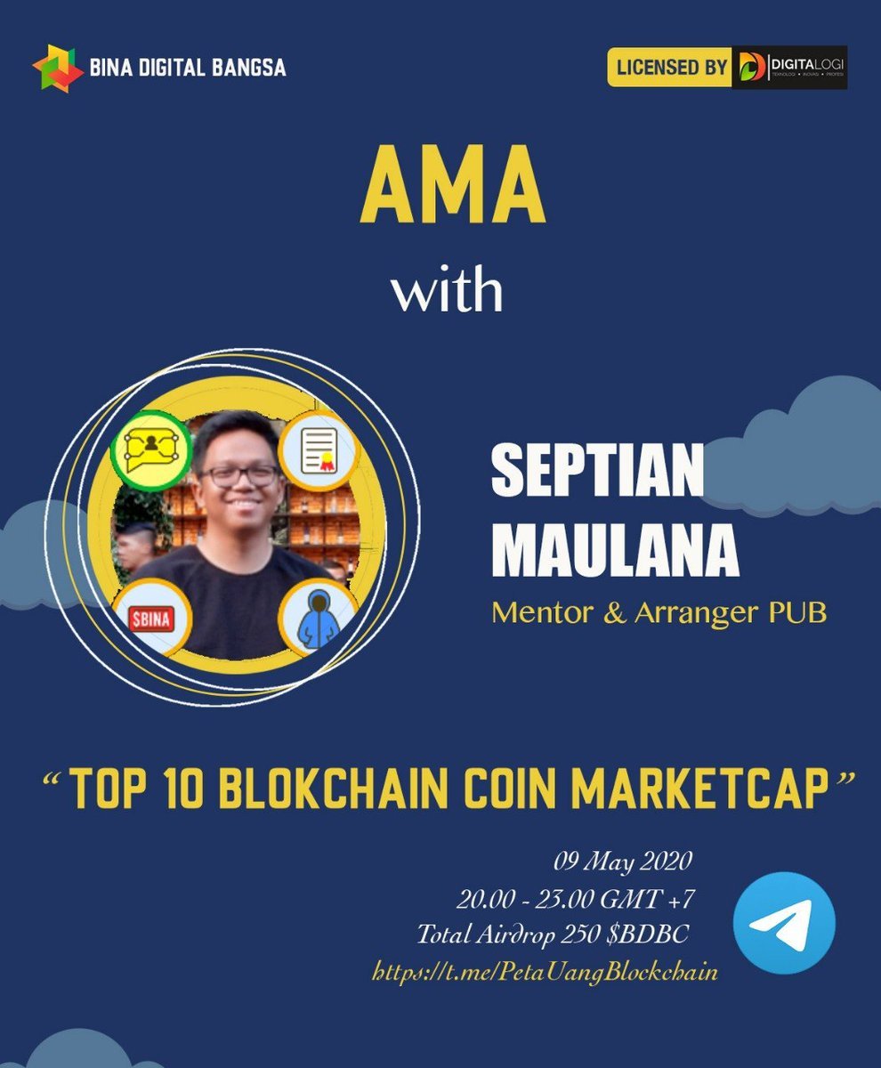 Zetrogede's tweet photo. Sukses dengan #AMASeriesTour sebelumnya, #BinaDigitalBangsa Community kembali menggelar #AMASesi12. Kali ini akan bahas #BlockchainMarketCap
registrasi disini https://t.co/J0umDaeTLv
#PetaUangBlockchain
@tianbuyung
@Binadigibangsa
@Digitalogi https://t.co/Mj5kzOdFg9