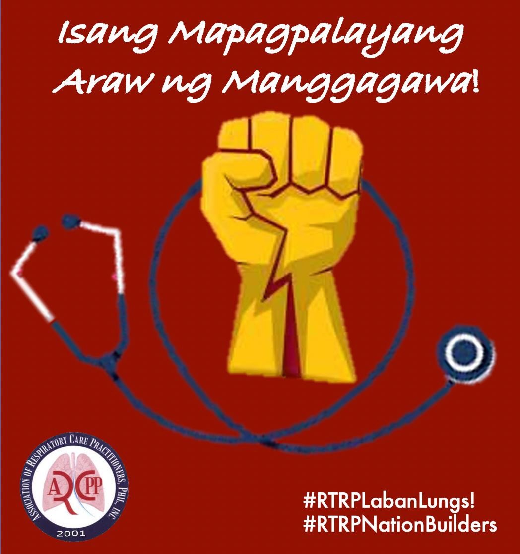 RT_CesarJr's tweet photo. Ora et Labora -- the best weapon we have so far in this trying times!!!
Shout out to all Respiratory Therapist...Friends, Collegues and everyone in the Labor Sector. May this day commemorate not just the sector, but each and every worker who contributes to this country. https://t.co/wdSo668IhP