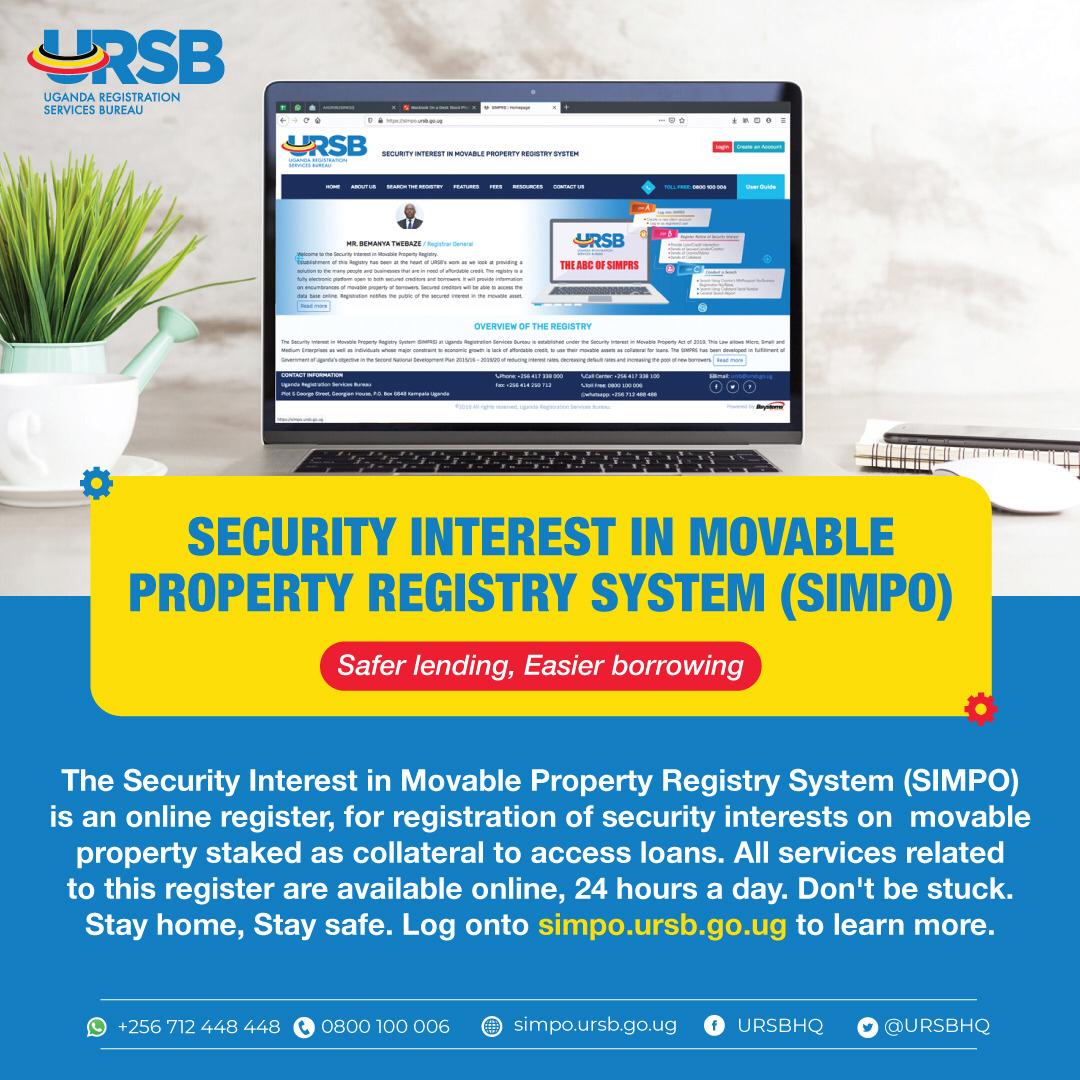 stevenbaryevuga's tweet photo. This #LabourDay's theme of 'Financial Access for Job Creation' plugs in well with the @URSBHQ #SIMPO Registry. #SMEs only need to register the #SecurityInterests on their #MovableProperty as #Collateral with a #RegisteredMFI to #AccessCredit. @BOU_Official @GovUganda @mofpedU https://t.co/WO9kXNT55A