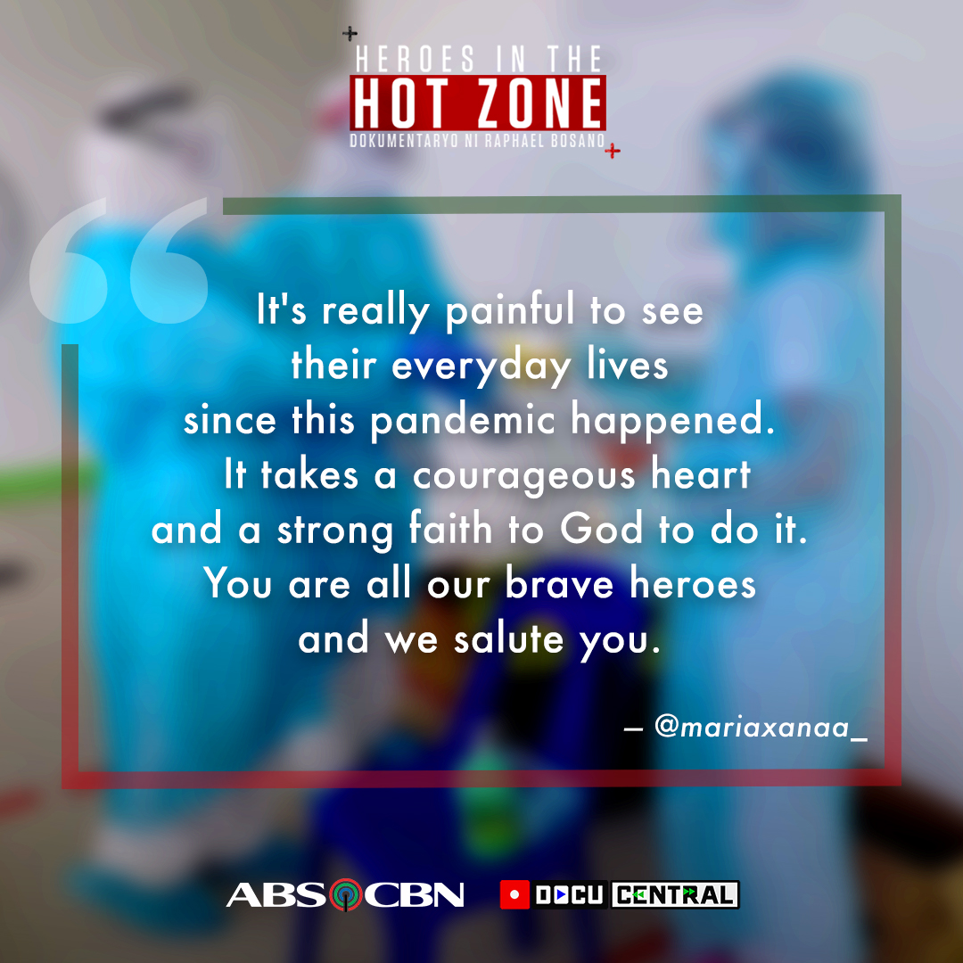 DocuCentral's tweet photo. Maraming salamat sa panonood ng #HeroesInTheHotZone, mga Kapamilya!

Manatiling nakatutok sa aming social media accounts para sa replay ng dokumentaryo. https://t.co/JdvVAbxwVk