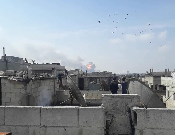Images of warehouses explosion near Homs city