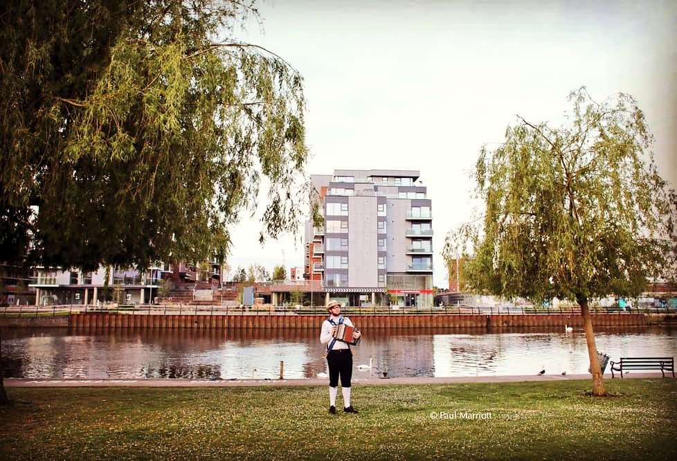 Ollie Simons of Peterborough Morris dance team, ready for the 'Dance in the Dawn' on May Day in Peterborough. #mayday #morrismen #peterboroughmorris #morrisdancing #socialdistancing #zoom #nosocialgathering #coronavirus #covid19 #lockdown #lifeduringlockdown #canonuk #potd