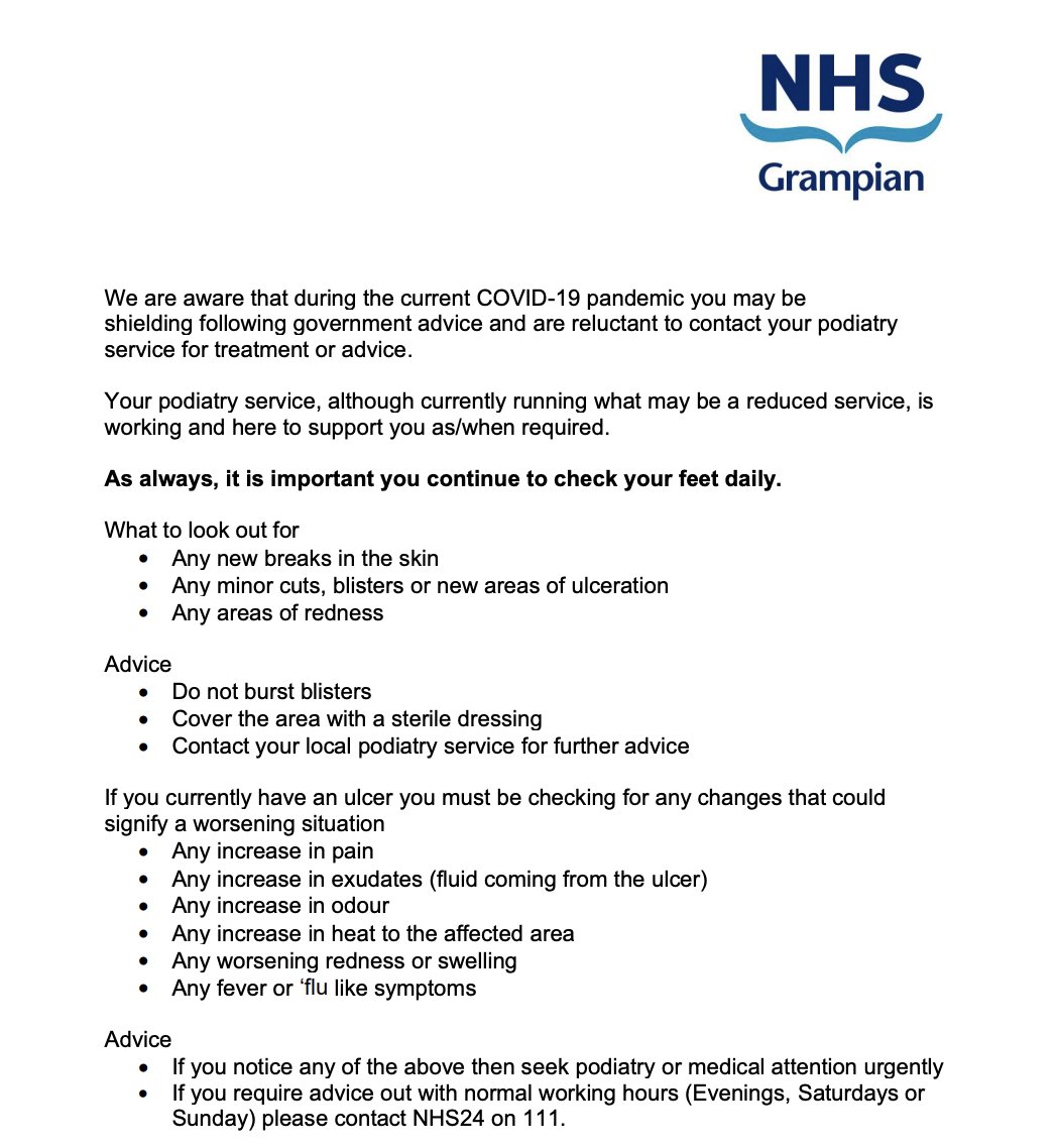 NHSGrampian's tweet photo. An important update from our #podiatry team regarding foot care. https://t.co/ei3hTAZ4JW