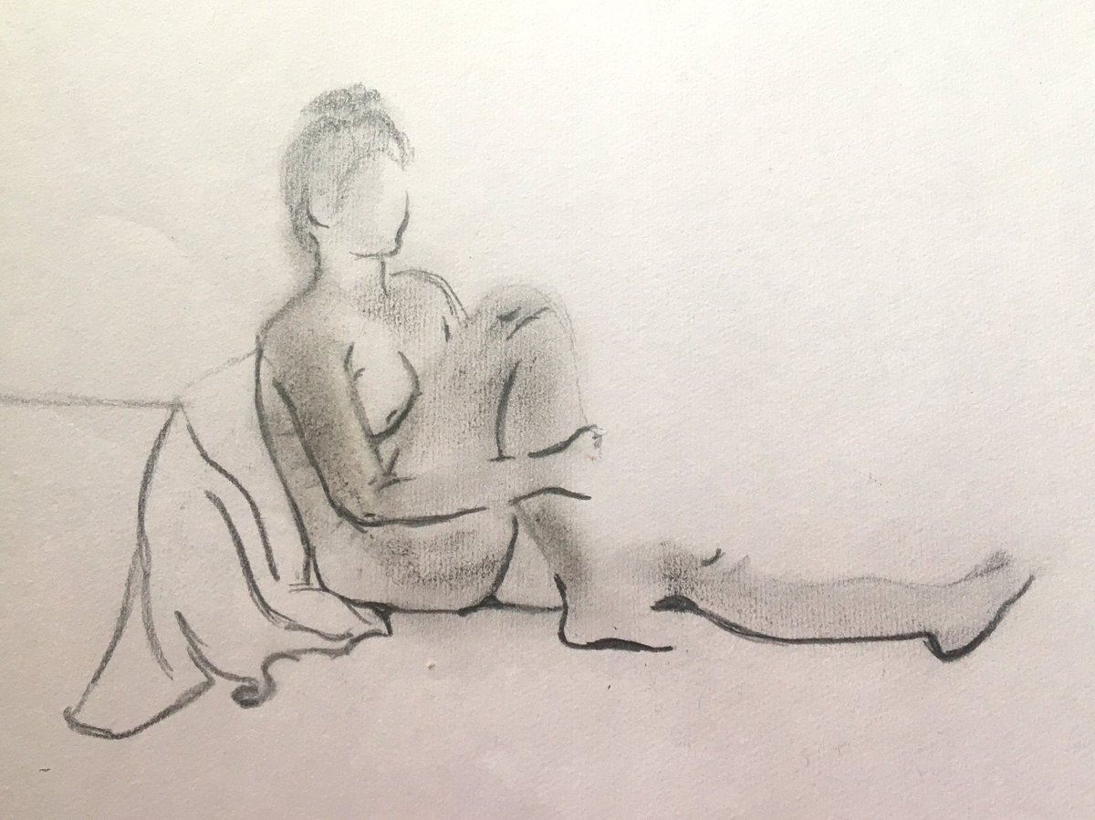 Life drawing by  @houseofsharkey  #Space A piece that looks at the use of negative space.  #socialdistancing  #timetoreflect  #lonliness  #artduringcovid19  #lockdown  #roomtomove  #missingopenspace  #nopeople  #lockdownart  #wiganart  #sketch  #draw