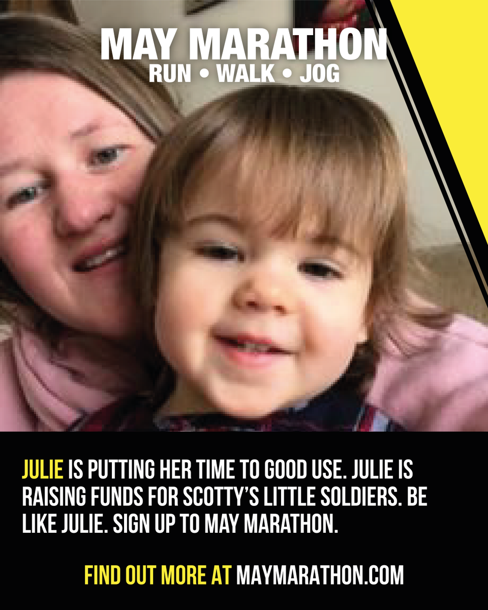 The May Marathon kicks off today - have you signed up yet? Julie has.  Be like Julie.  Get involved at maymarathon.com