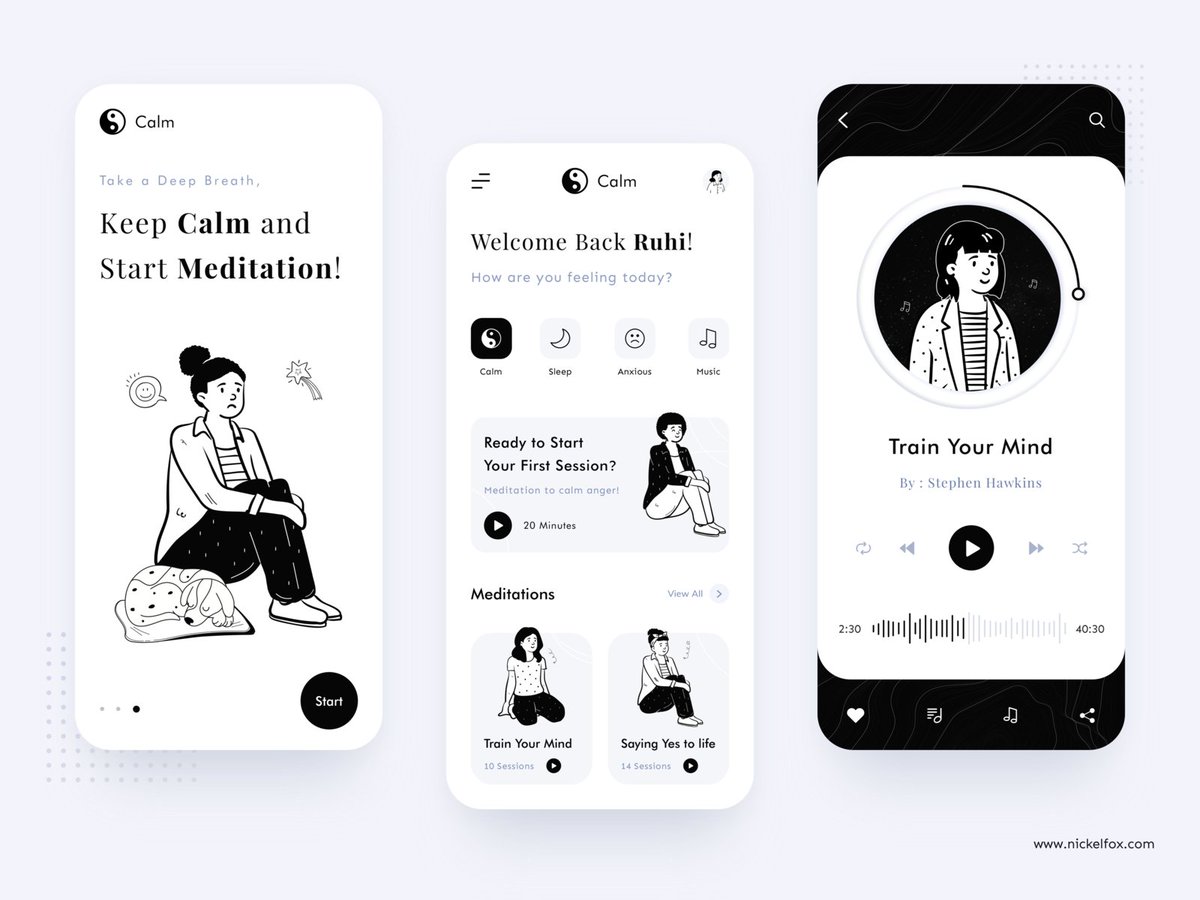 dribbble's tweet photo. Calm App Design by @bhavnakash22 — https://t.co/pE9wmaxxPL

#dribbble #design #mobiledesign #appdesign #uidesign #illustration https://t.co/mPm94MccPe