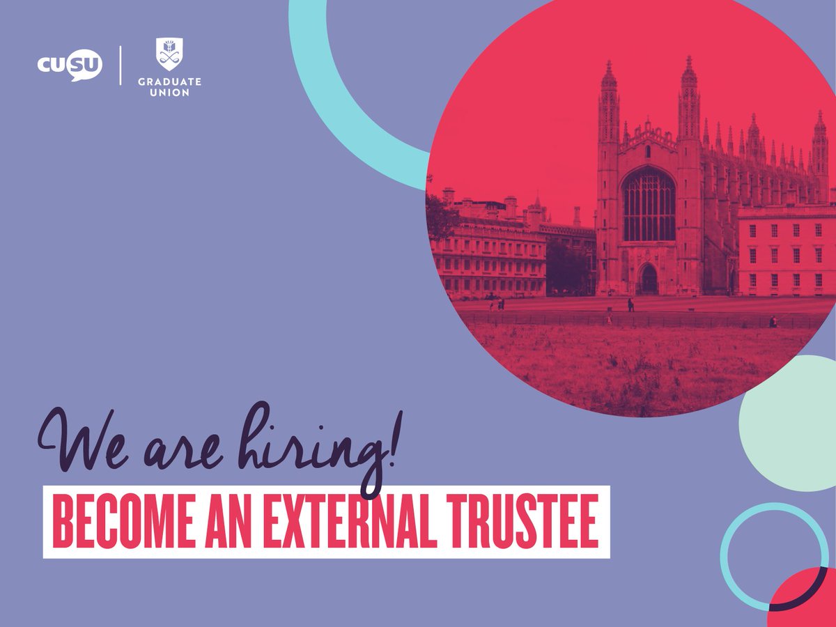 Know someone who would make a good external trustee for the brand new Students’ Union, Cambridge SU? This is an opportunity to be a part of shaping the strategy &amp; governance of the union in its first year. More details can be found at ow.ly/AxKw50zu5D8