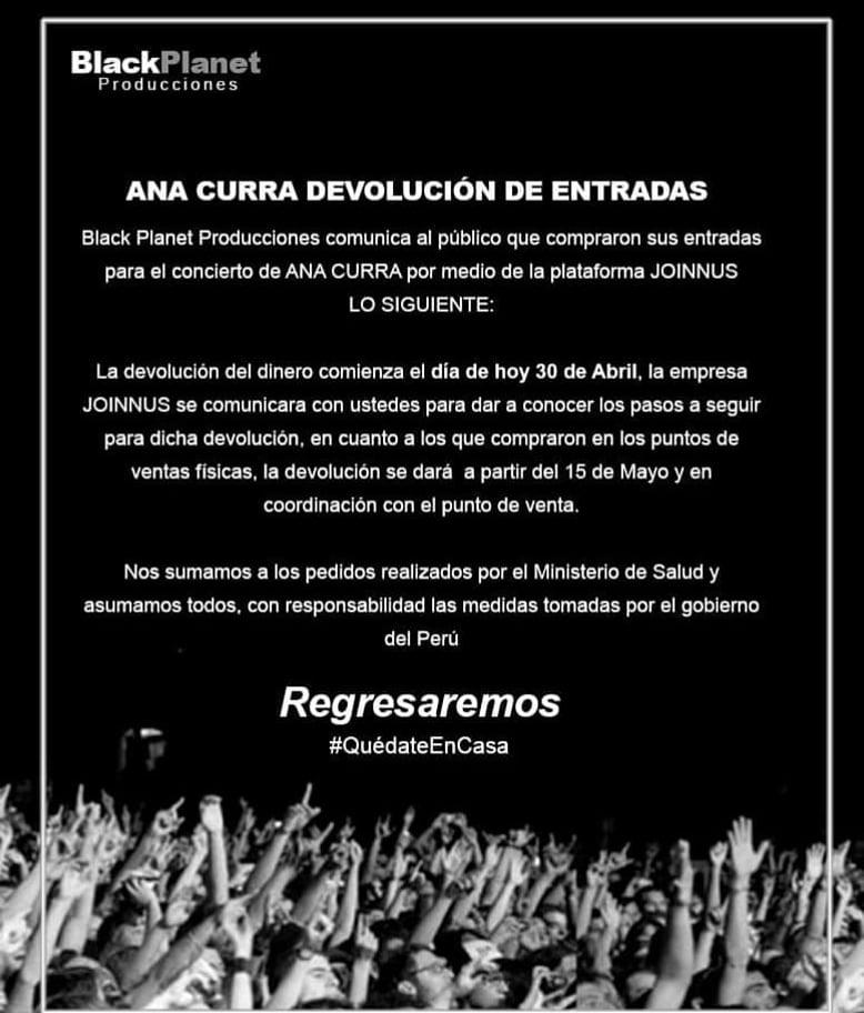 correcaminosof1's tweet photo. #ComunicadoOficial Evento #AnaCurra devolución de entradas por #Jonnus
#Blackplanetproducciones https://t.co/QYWB8sUeLh