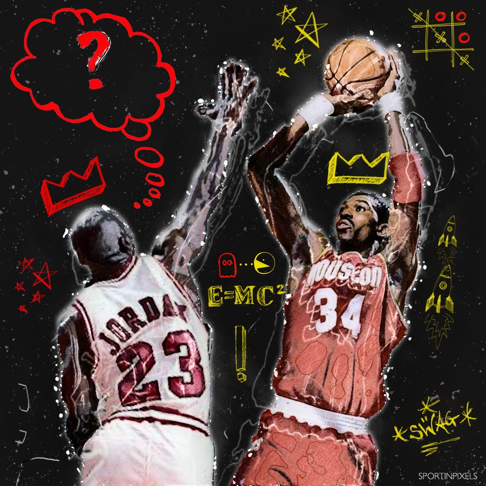 sportinpixels's tweet photo. DREAM’s @HoustonRockets teams (@thejetonTNT, @rkhorry, @marioelie1, @VernonMaxwell11) were a tough matchup for MJ’s Bulls teams … Who do you think would have won a Rockets-Bulls NBA Finals Series? Decode the artwork to figure out my answer!

#RocketsArt #DR34MWEEK #FanArtFriday https://t.co/6VhSkVH8Cu
