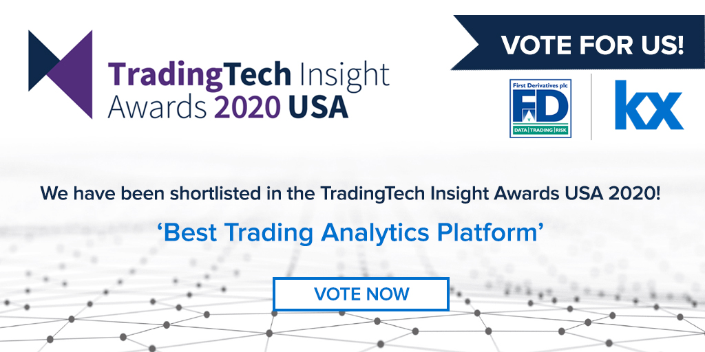 kxsystems's tweet photo. We're proud to have been shortlisted for the 2020 βBest Trading #Analytics Platformβ in the @TradingTechIns Awards.
To vote visit: https://t.co/xsY9QW1A8K #TradingTech #AnalyticsAtSpeed https://t.co/ZWRC5z0LDe