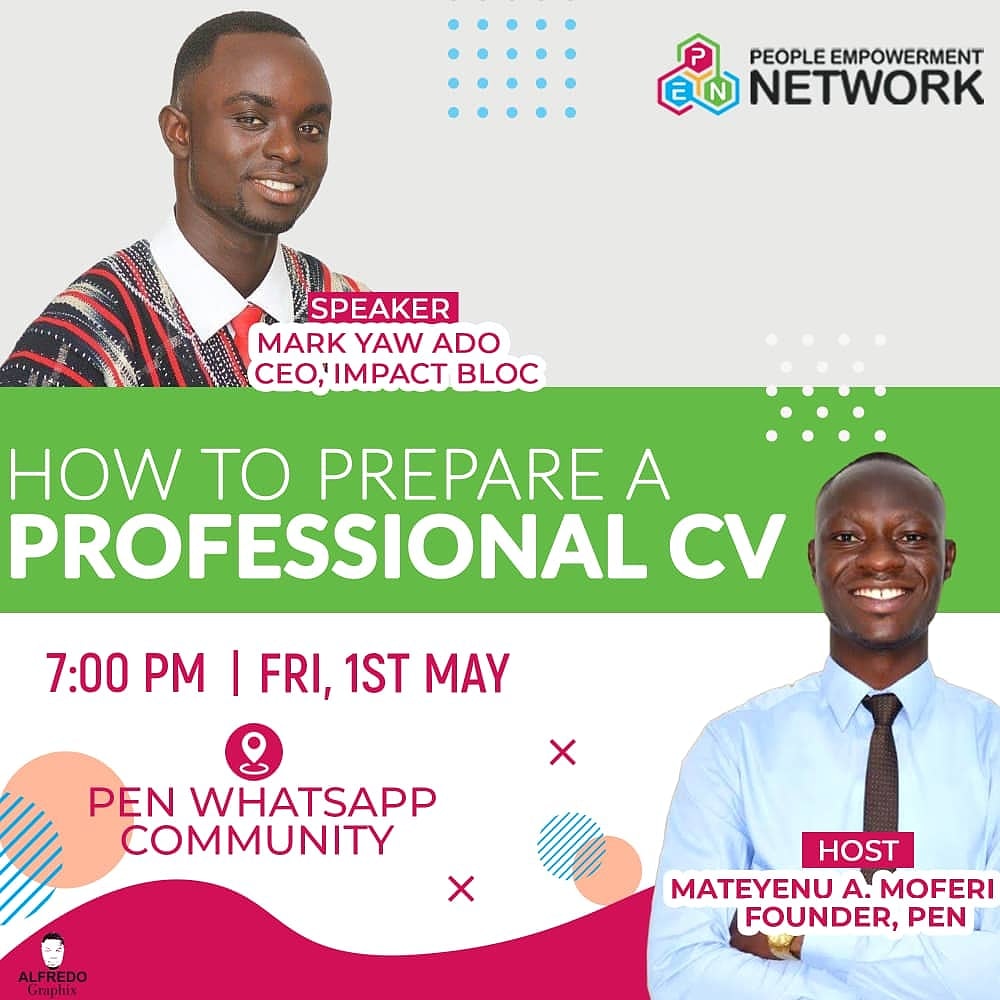 markyawaddo's tweet photo. Join us Today at PEN COMMUNITY(WhatsApp Group) as we learn and share knowledge as to "How To Write A Professional CV".
@ImpactBloc
#PENCommunity
#CVWriting
#impacthour
#ALLISWELL
#StaySafe https://t.co/NfjLkApuBc