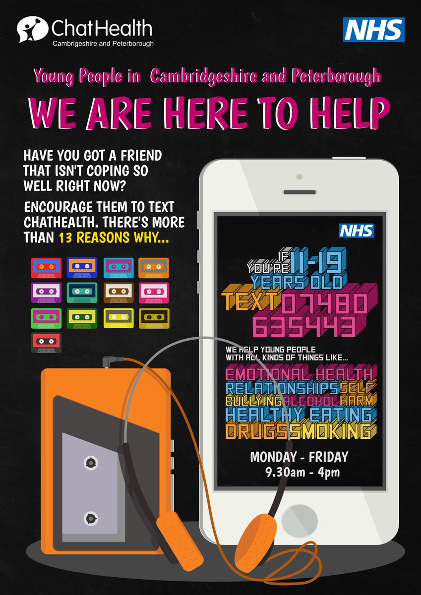 CambsPboroCYP's tweet photo. There are many reasons why young people in #Cambs or #Pboro should reach out to ChatHealth for confidential advice & support. All they need to do to get help is TEXT 07480 635 443 to start a conversation. #ChatHealthIsHereToHelp #ChatHealthCambsPboro @ccs_nhst @CPFT_NHS https://t.co/fgFmp9vsCc