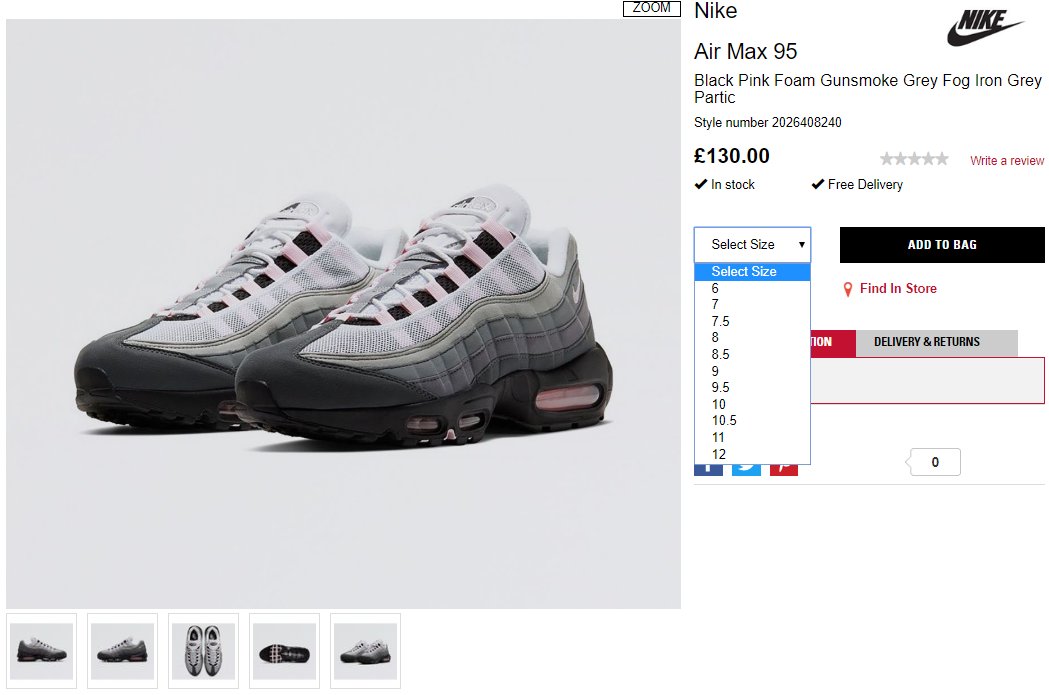 ad: Nike Air Max 95 'Grey/Pink 