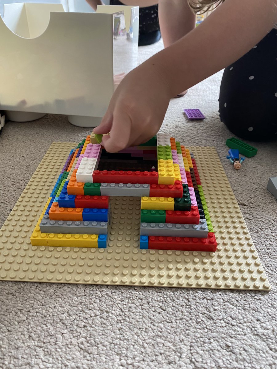 JIEstates's tweet photo. @CrossflattsPri Darcy Gardner’s (year 3) Lego pyramid where she learnt how they  would of built them by using big blocks. Inside there is a tomb, with treasures and a model boat. https://t.co/V98QzH1j8C