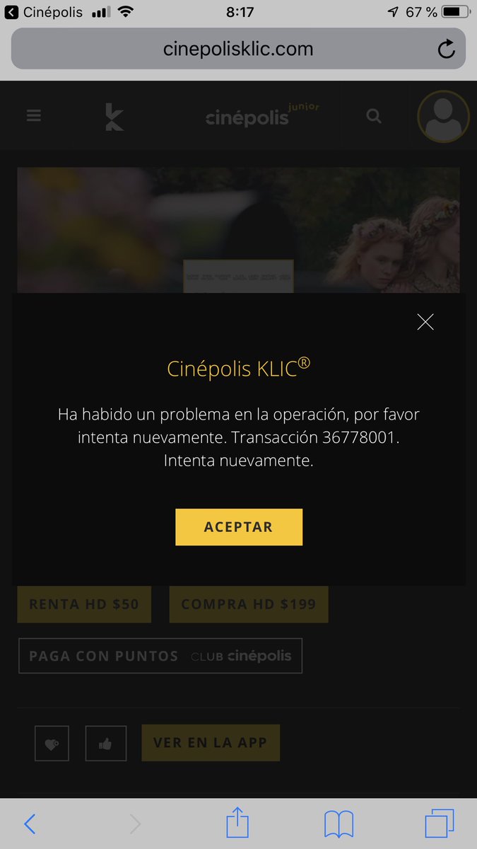 Nycalva's tweet photo. @CinepolisKLIC intento comprar o rentar una película y no me deja... https://t.co/VZqU0erCkv