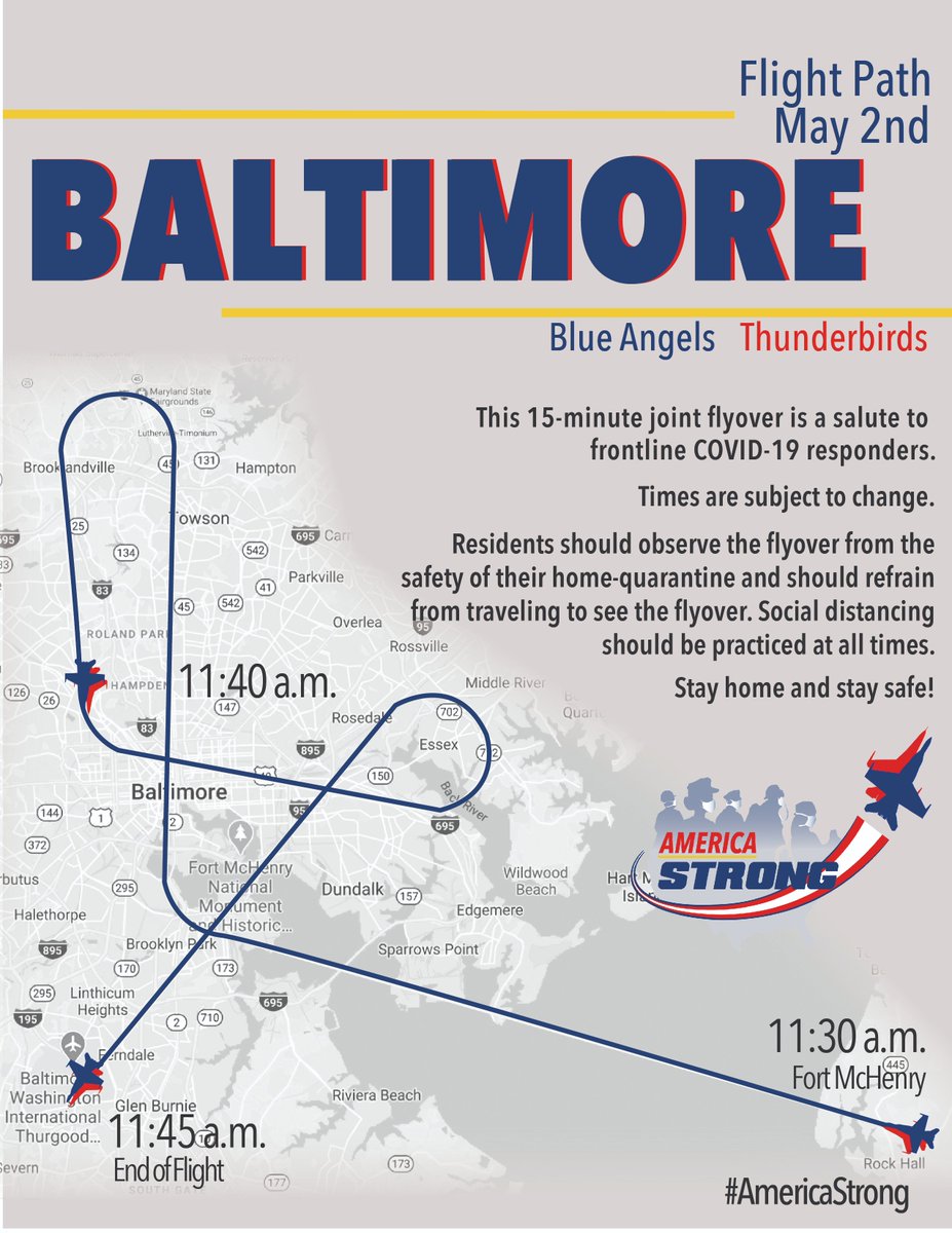 FLYOVER MAPS for <a href="/BlueAngels/">Blue Angels</a> and Thunderbirds for #HealthcareHeroes Day tomorrow.