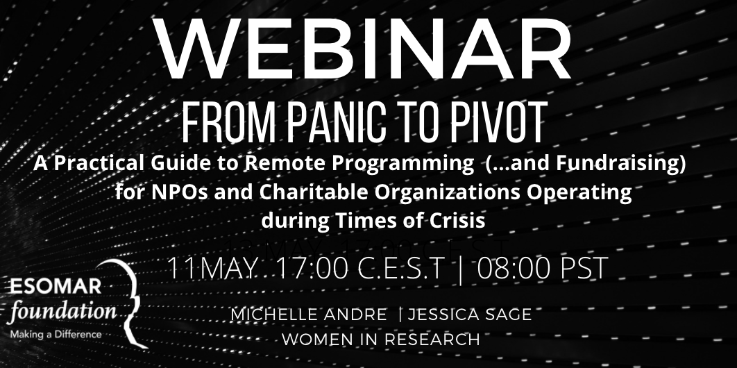 ESOFound's tweet photo. Join @MichelleAndre and Jessica Sage from @WomenInResearch (WiRe) on May 11th for this new #ESOMAR Foundation webinar

https://t.co/VXQ6iWkNwS

#NGOs #notforprofit #charity https://t.co/4Nxd222RyX
