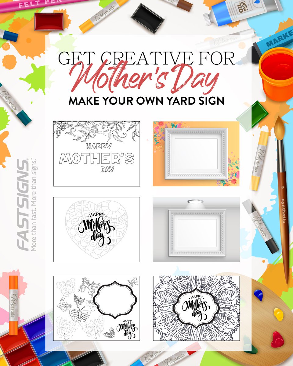 HEADS UP, GUYS!  Mother's Day is just over a week away and the kids are NOT making crafts at school this year. But, we have you covered! Order a sign to show Mom you love her! Full color or black &amp; white for the kids to color themselves using permanent markers! 
#MothersDay