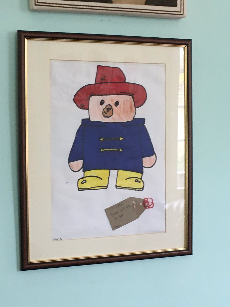 pitsfordschool's tweet photo. Here is Fraser McKenzie’s magnificent portrait of Paddington Bear (occupying pride of  place  in  my  office). A bazillion thanks to Fraser (!) &amp;, as if planned, today’s adventure of PB has him painting! It is posted to Firefly and is also here:  https://t.co/abIbrqj3K2 https://t.co/dpCQ5mdC0B