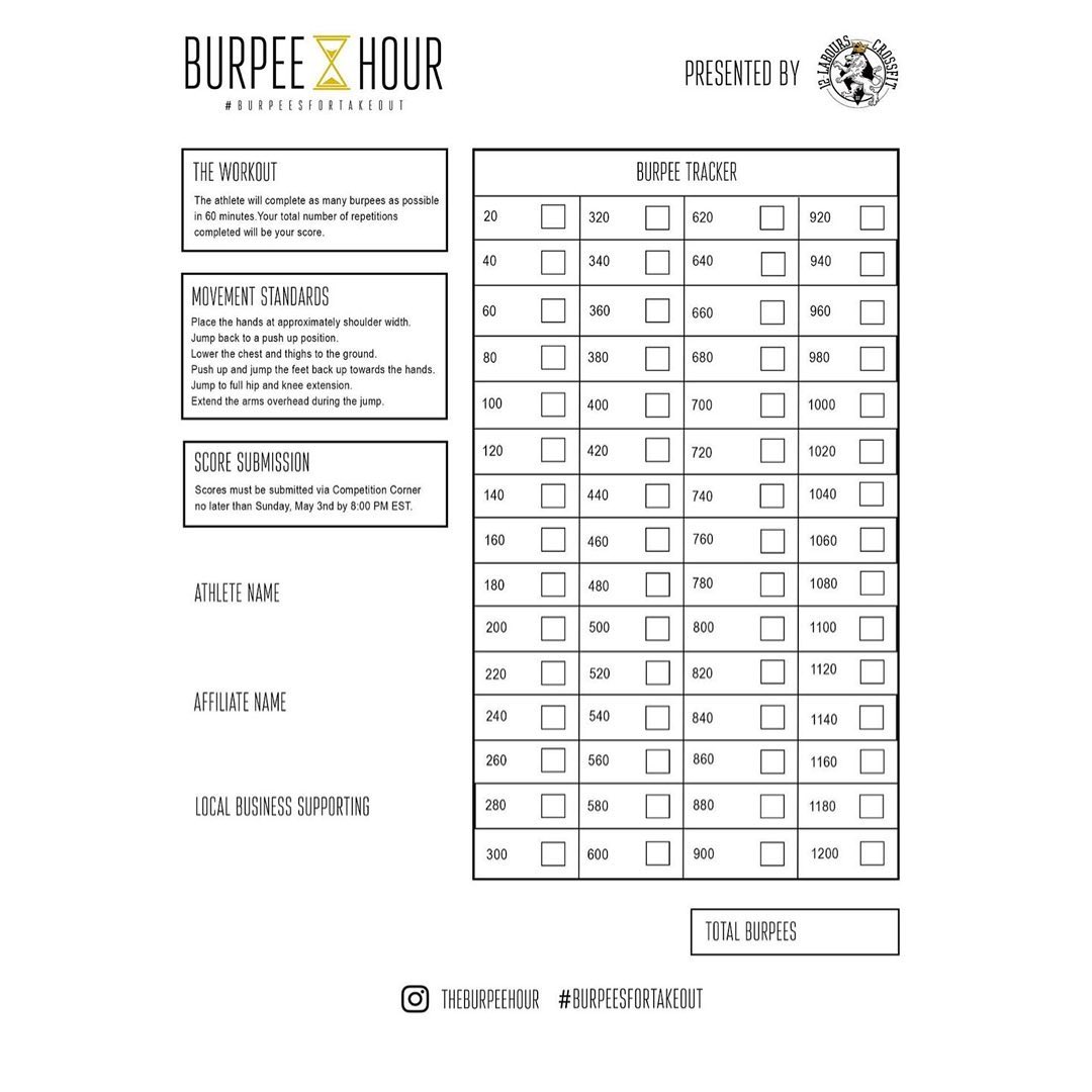 uinmovement's tweet photo. THE BURPEE HOUR this Saturday, May 2nd.

How many burpees can you complete in 60 minutes?

Learn more, and Register for #theburpeehour on #competitioncorner for free here:
https://t.co/zpbhRWc1tQ https://t.co/Jby8g9wFpO