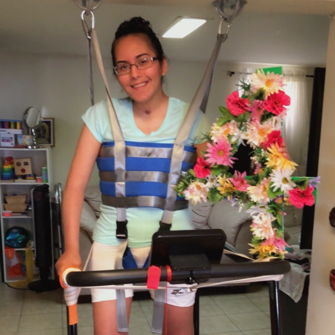 Dana happily working out at home and reminding you #GivingTuesdayNow is only 4 days away!